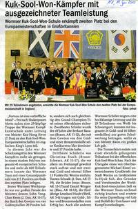 Bericht im Nibelungenkurier über die Europameisterschaften 2010 in King's Lynn