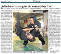 Zeitungsbericht über Kwon KJN und unseren Dojang in der Rheinpfalz