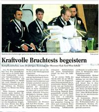 Zeitungsbericht in der Wormser Zeitung über unsere Kuk Sool Won Kampfkunstschau