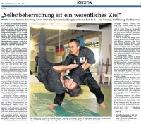 Zeitungsbericht über Kwon KJN und unseren Dojang in der Rheinpfalz